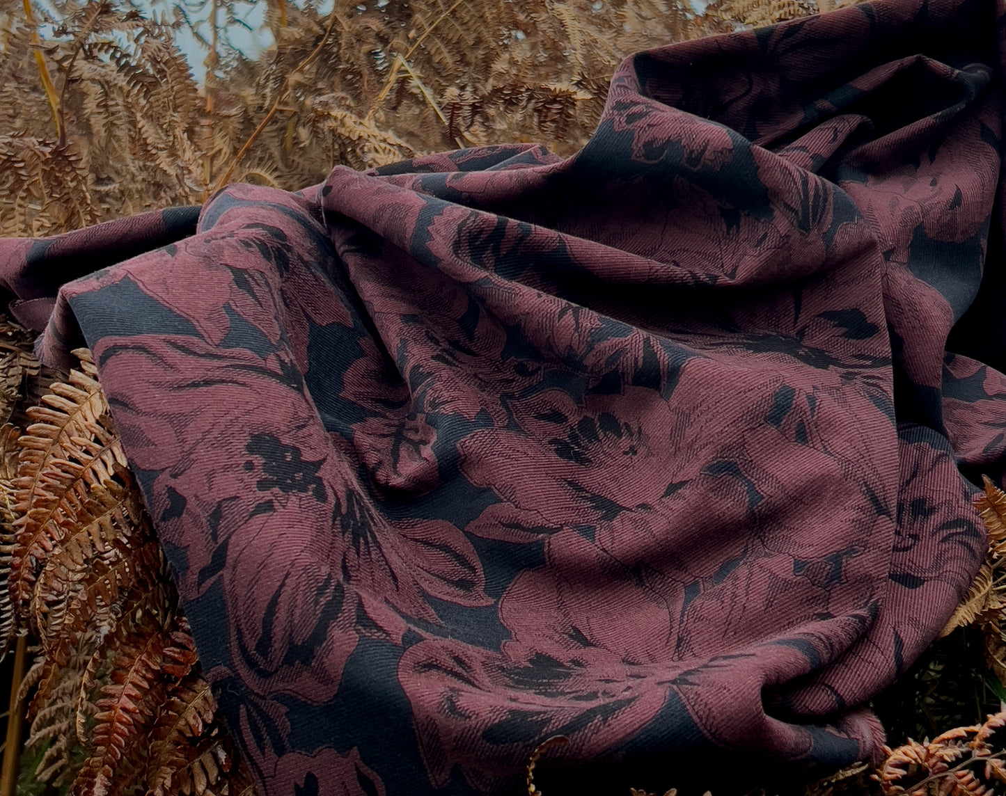Bolt End • Japanese Fine Wale Corduroy 'Berry Botanical' by Hokkoh