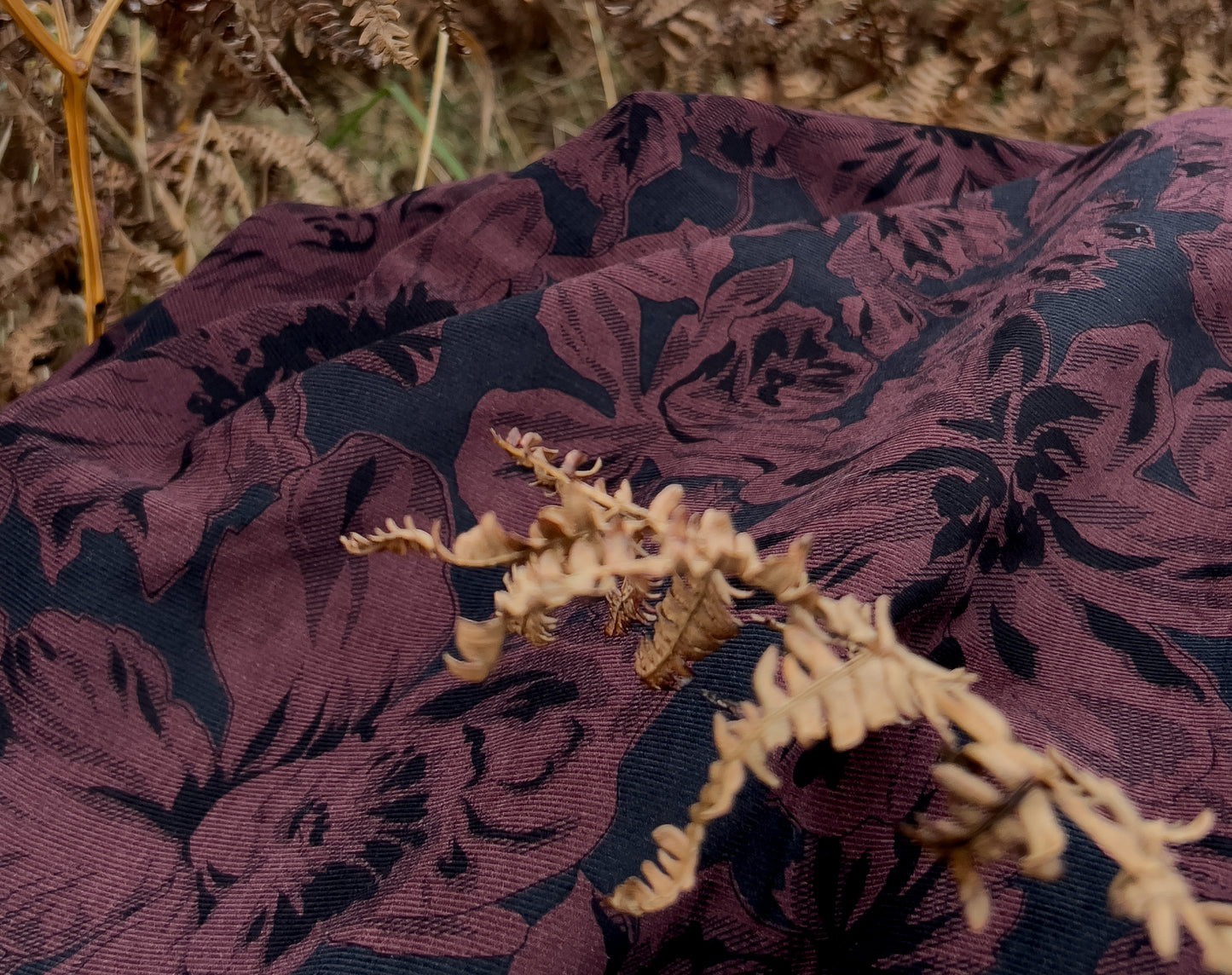 Bolt End • Japanese Fine Wale Corduroy 'Berry Botanical' by Hokkoh