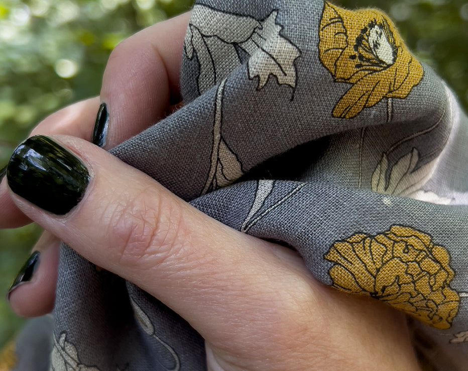 Bolt End • Japanese Linen Mustard Poppies by Hokkoh