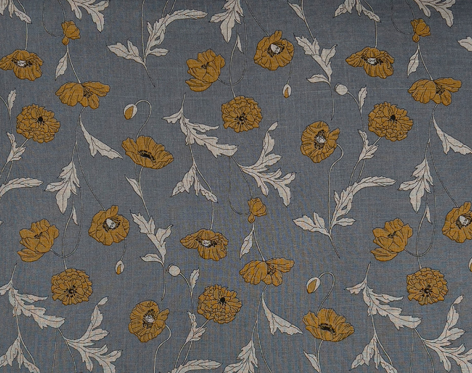 Bolt End • Japanese Linen Mustard Poppies by Hokkoh