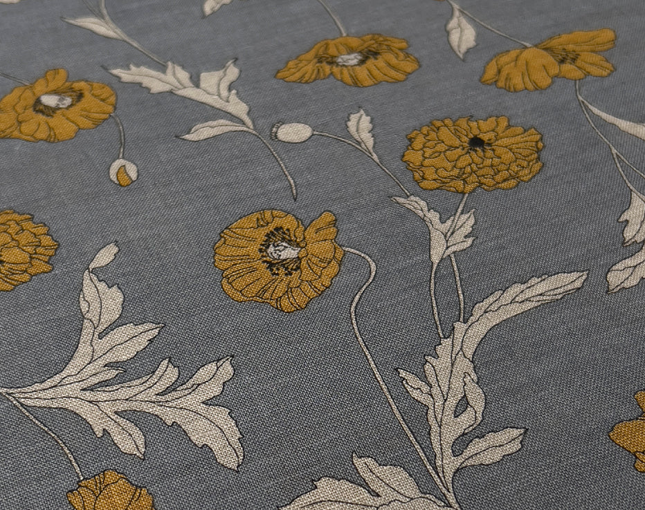 Bolt End • Japanese Linen Mustard Poppies by Hokkoh