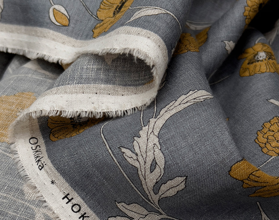 Bolt End • Japanese Linen Mustard Poppies by Hokkoh