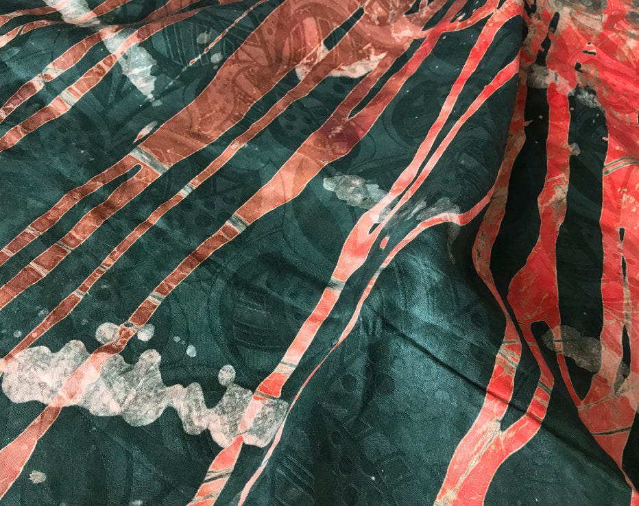 African Hand-Dyed Batik Damask Jungle by Grace Adover
