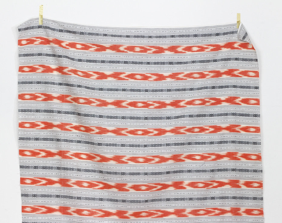 Coral Stripe Ikat Handloom Indian Cotton