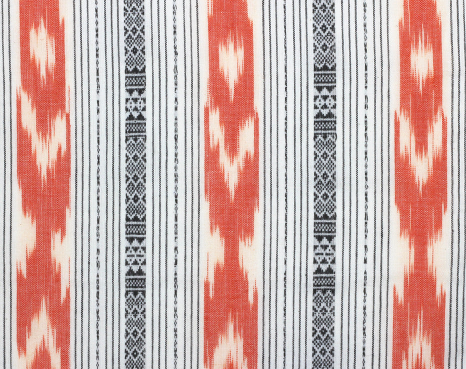 Coral Stripe Ikat Handloom Indian Cotton