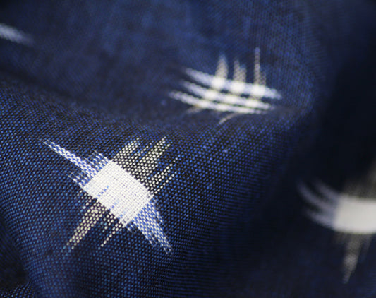 Spot Navy Ikat Handloom Indian Cotton