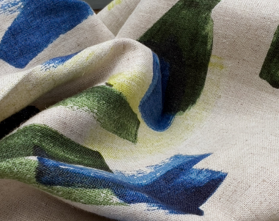 Japanese Linen Mix Brushed Flowers by Hokkoh