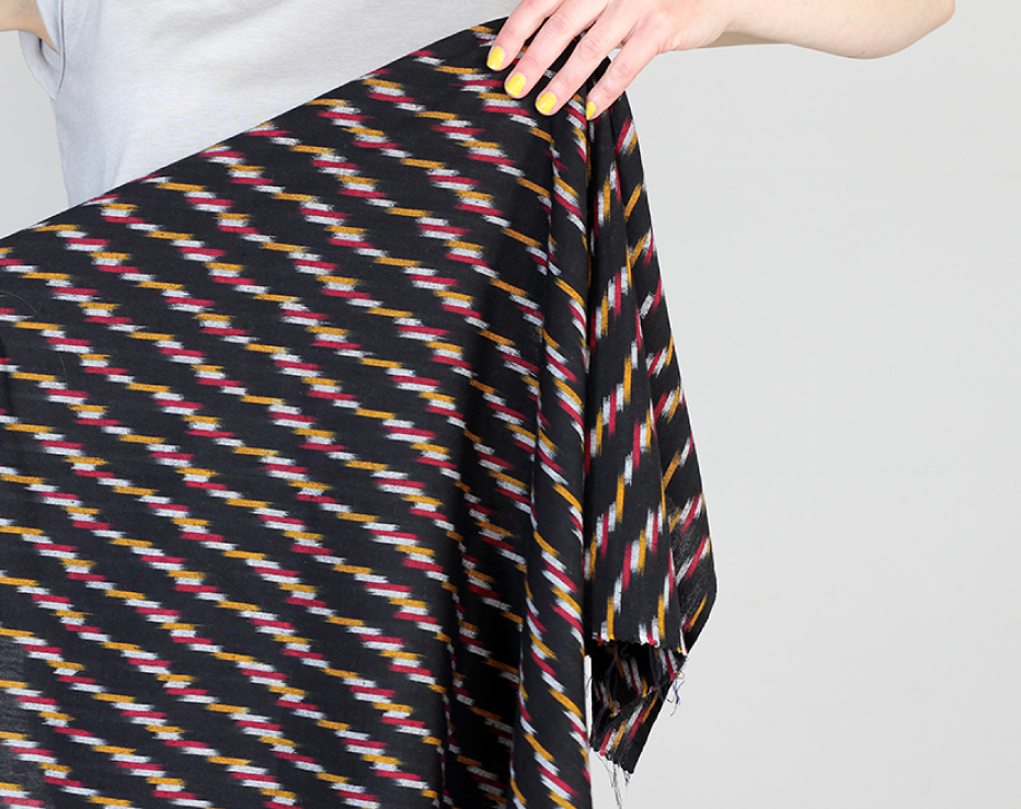 Ikat Homespun Indian Cotton - Black Fire