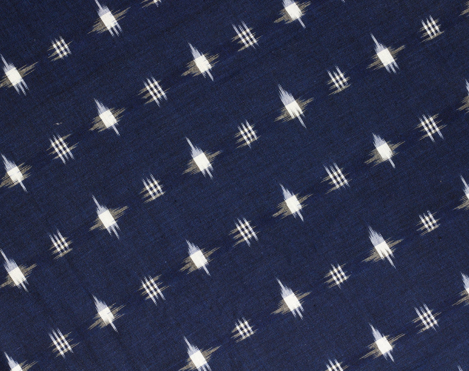 Spot Navy Ikat Handloom Indian Cotton