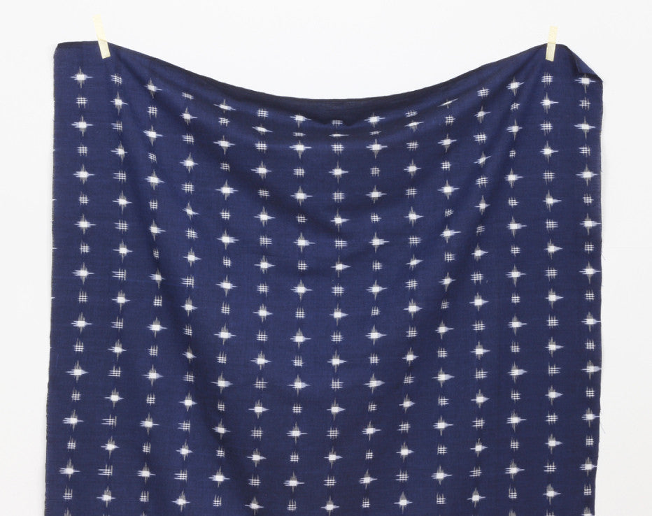 Spot Navy Ikat Handloom Indian Cotton