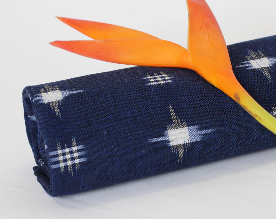 Spot Navy Ikat Handloom Indian Cotton