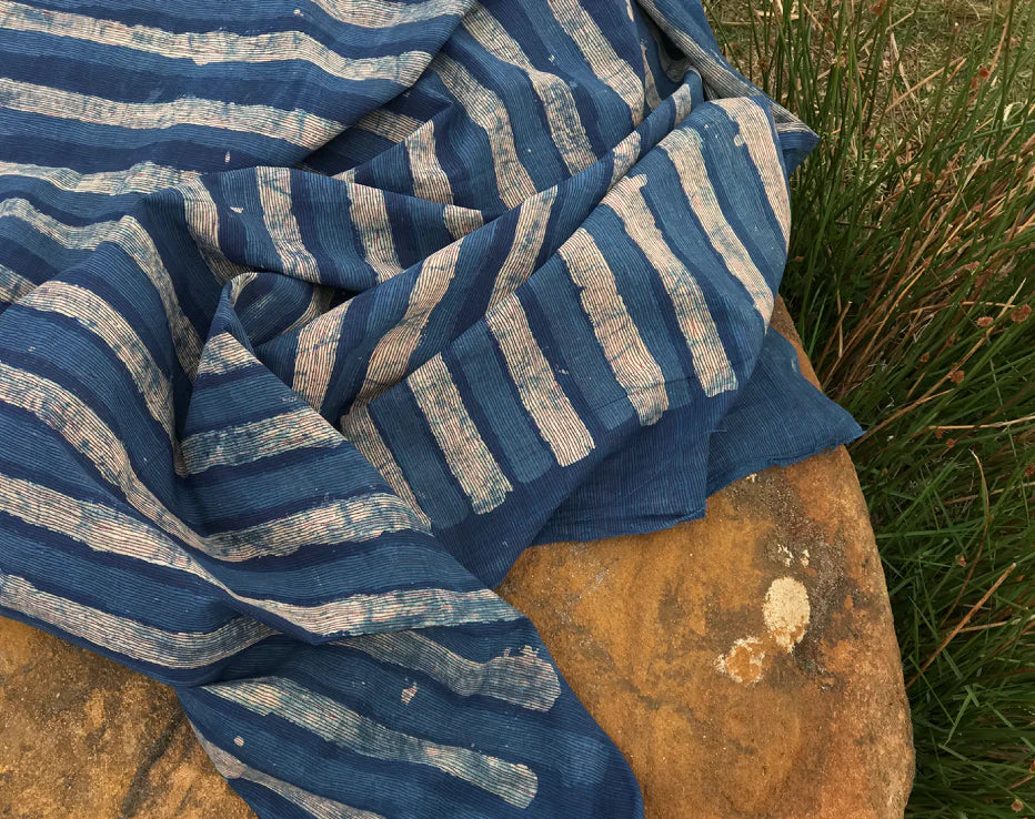 Bolt End Longline Indigo Block Print Indian Cotton
