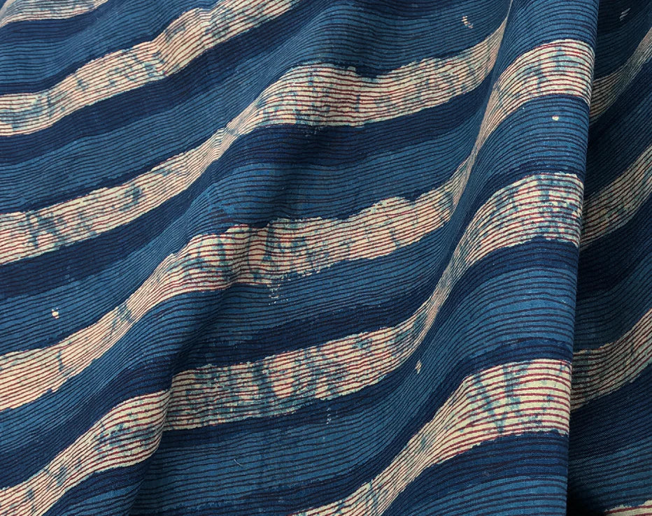 Bolt End Longline Indigo Block Print Indian Cotton