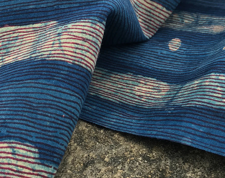 Bolt End Longline Indigo Block Print Indian Cotton