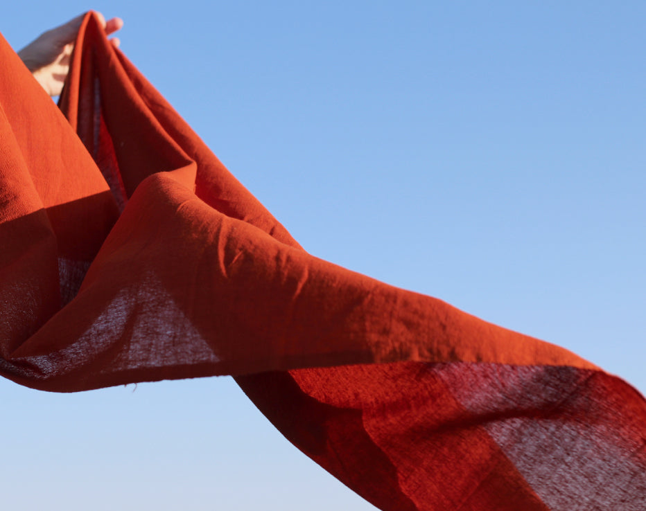 Bolt End Rust Orange Kotpad Handwoven Indian Cotton