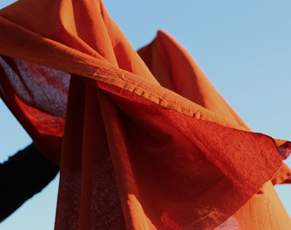 Bolt End Rust Orange Kotpad Handwoven Indian Cotton