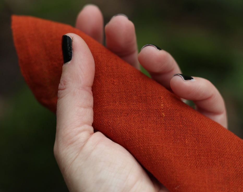 Bolt End Rust Orange Kotpad Handwoven Indian Cotton