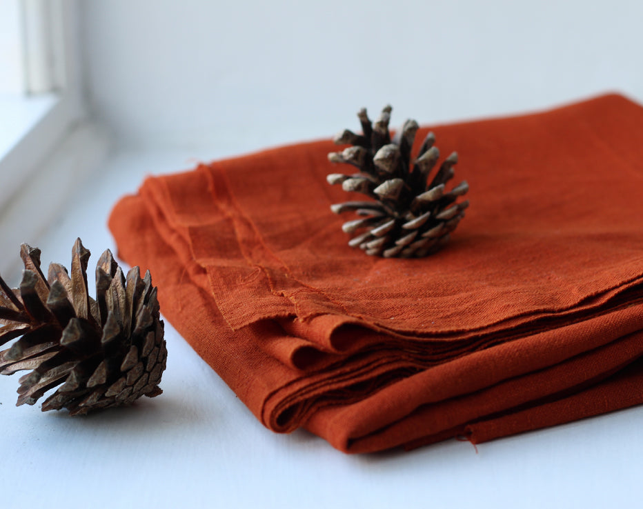 Bolt End Rust Orange Kotpad Handwoven Indian Cotton