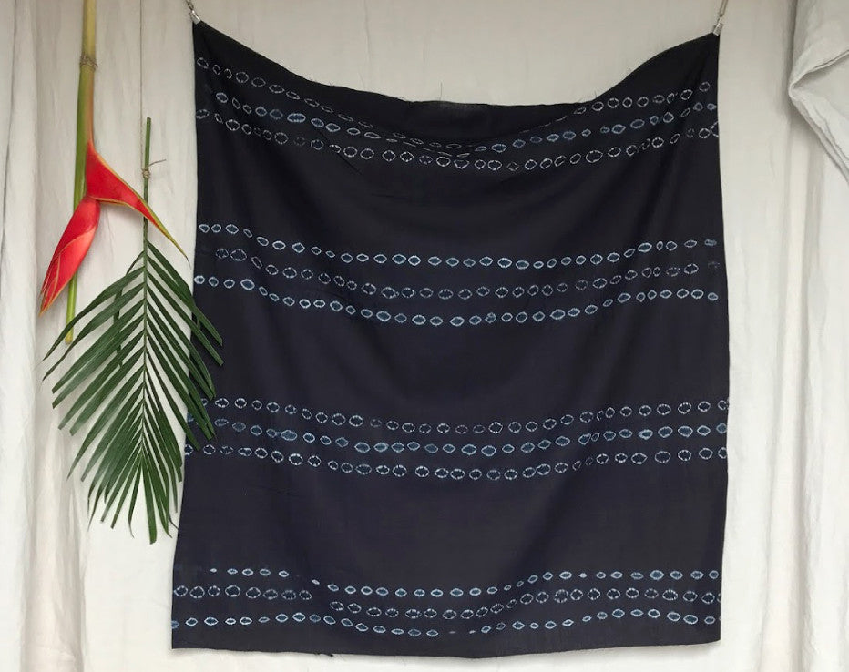African Hand Dyed Indigo Triple Tie Cotton