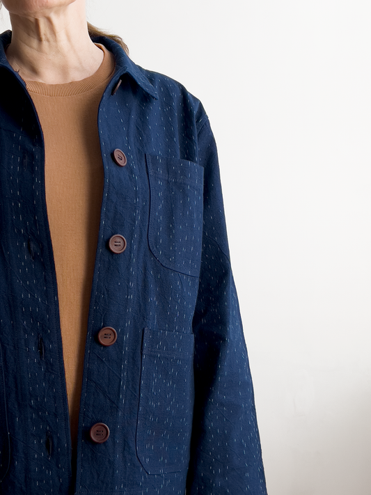 Paola jacket made in Ayaka - Kasuri Indigo of Japan