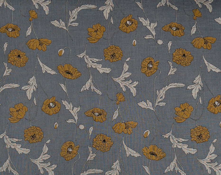 Japanese Linen Mustard Poppies by Hokkoh