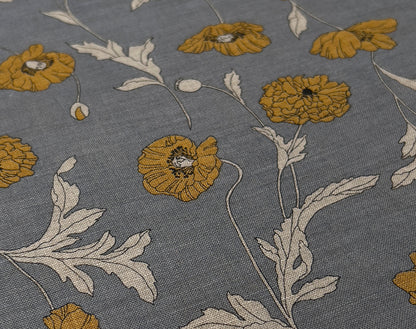 Japanese Linen Mustard Poppies by Hokkoh