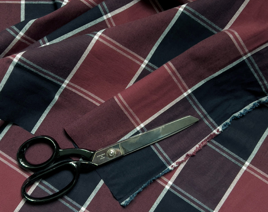 Remnant of Indigo Cotton Check Poplin