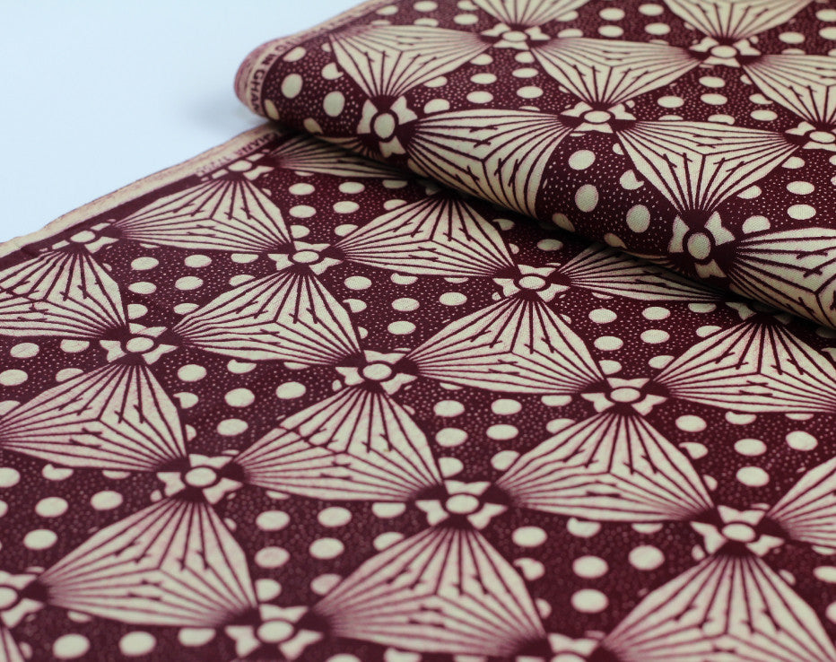 African Wax Print Cotton - Wine Petals