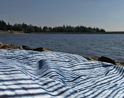 African Hand Dyed Indigo Stripe Damask