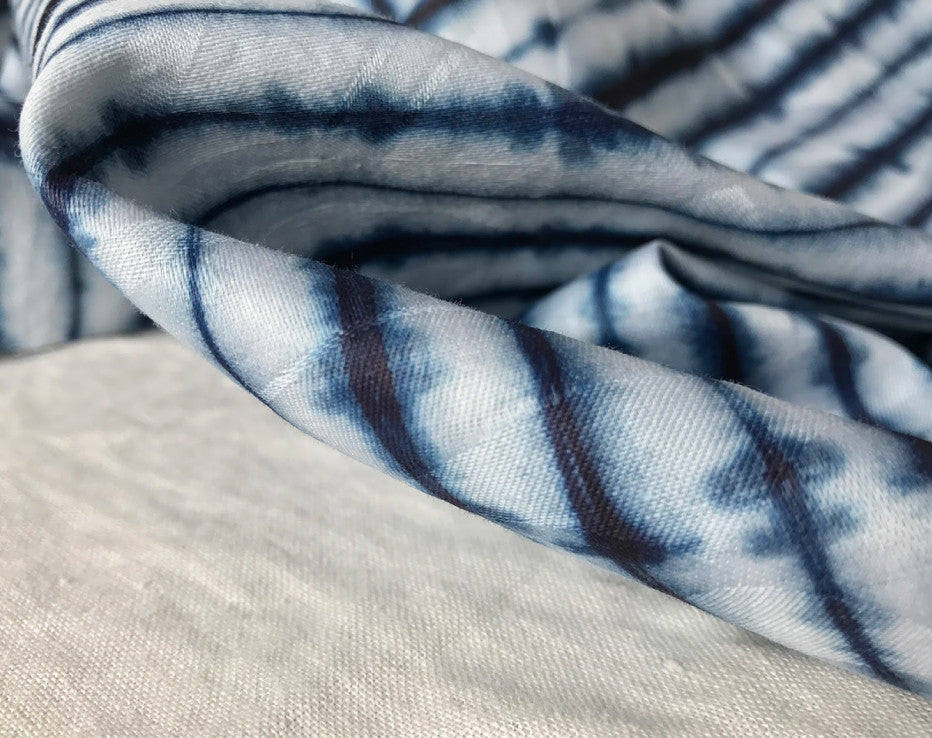 African Hand Dyed Indigo Stripe Damask