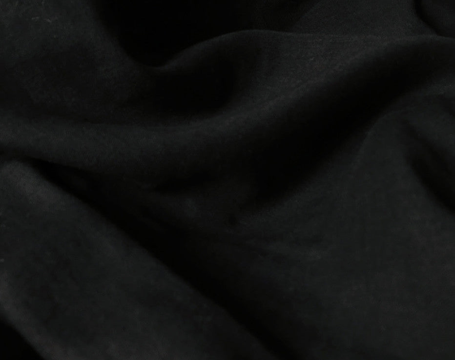 Solid Black Double Gauze Fabric by Kokka