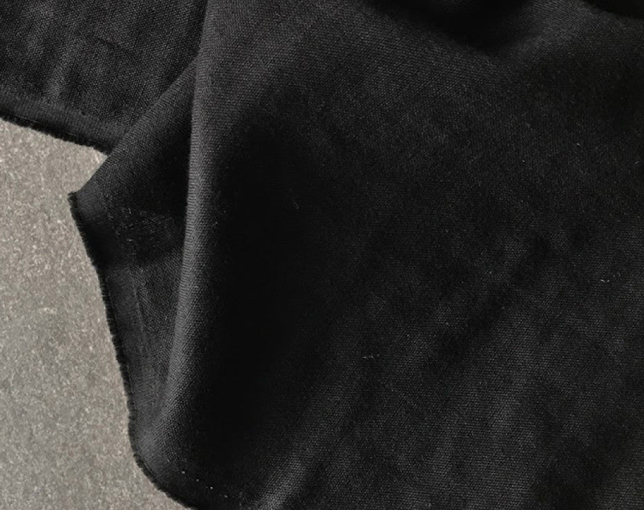 Solid Black Double Gauze Fabric by Kokka