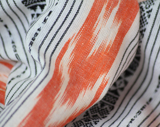 Coral Stripe Ikat Handloom Indian Cotton