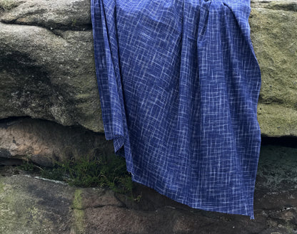 Indigo Crosshatch Homespun Indian Ikat