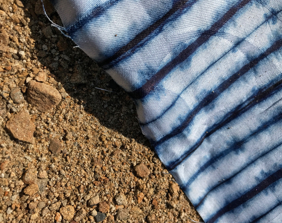 African Hand Dyed Indigo Stripe Damask