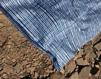 African Hand Dyed Indigo Stripe Damask