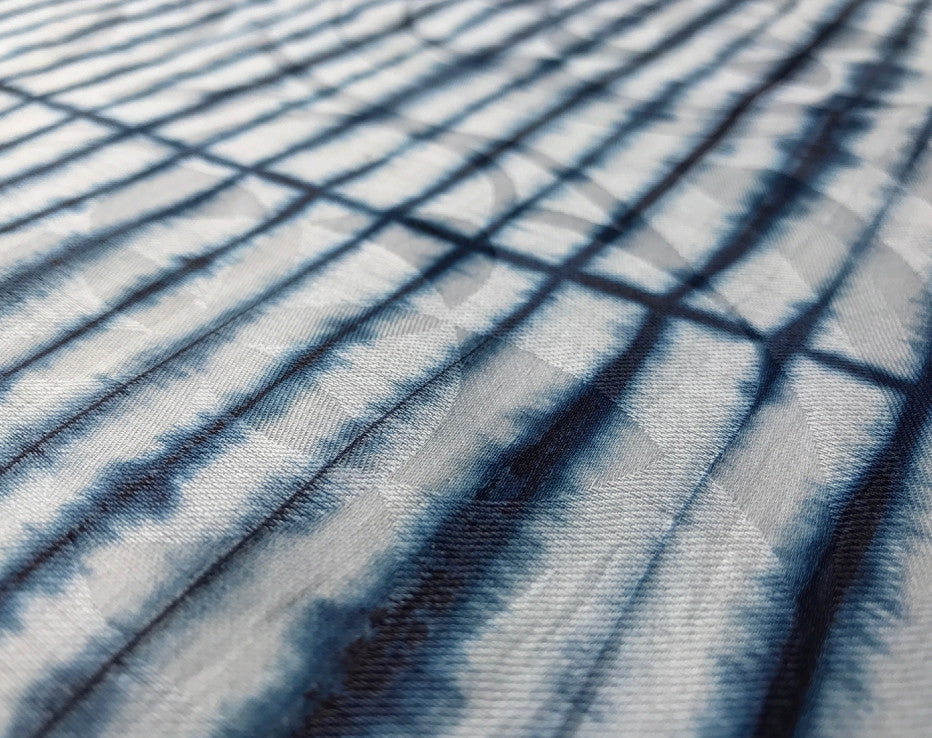 African Hand Dyed Indigo Stripe Damask