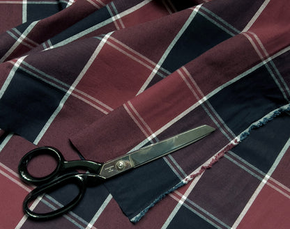 Indigo Cotton Check Poplin