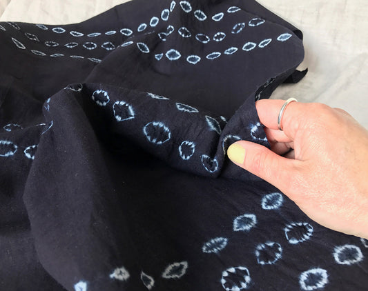 African Hand Dyed Indigo Triple Tie Cotton