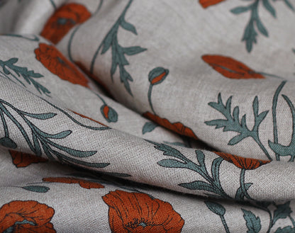 Japanese Linen Orange Poppies by Hokkoh