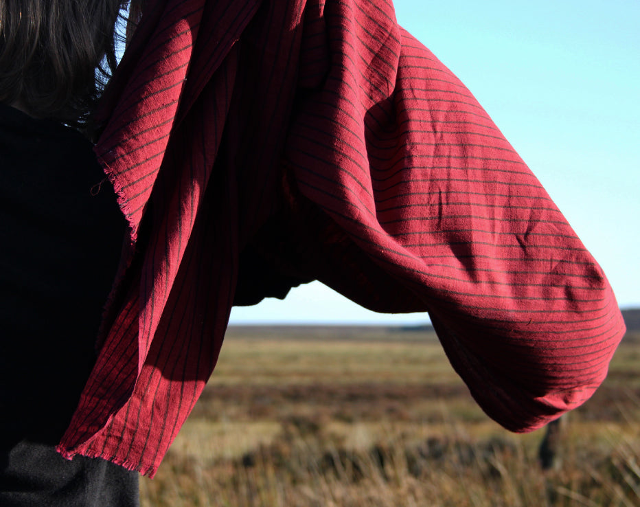 Maroon Stripe Kotpad Handwoven Indian Cotton