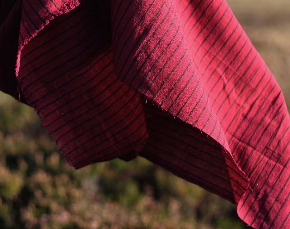 Maroon Stripe Kotpad Handwoven Indian Cotton