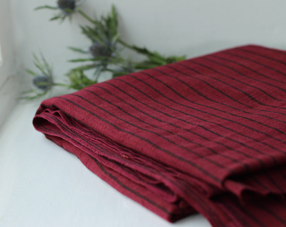 Maroon Stripe Kotpad Handwoven Indian Cotton