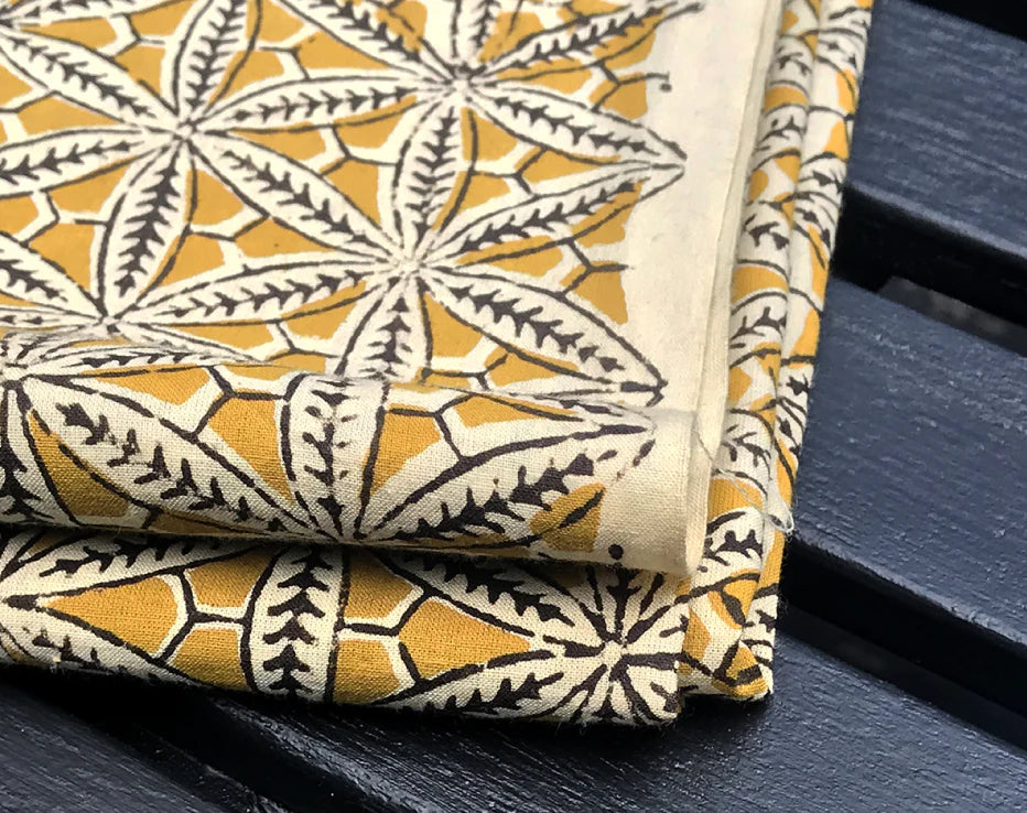 Remnant Star Anise Indian Block Print Cotton